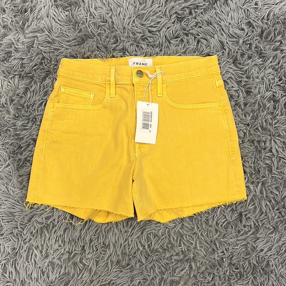 NEW • Frame Denim • Le Brigette Cloud High Waist Denim Shorts Cut Off Citrine 25 - Picture 4 of 6